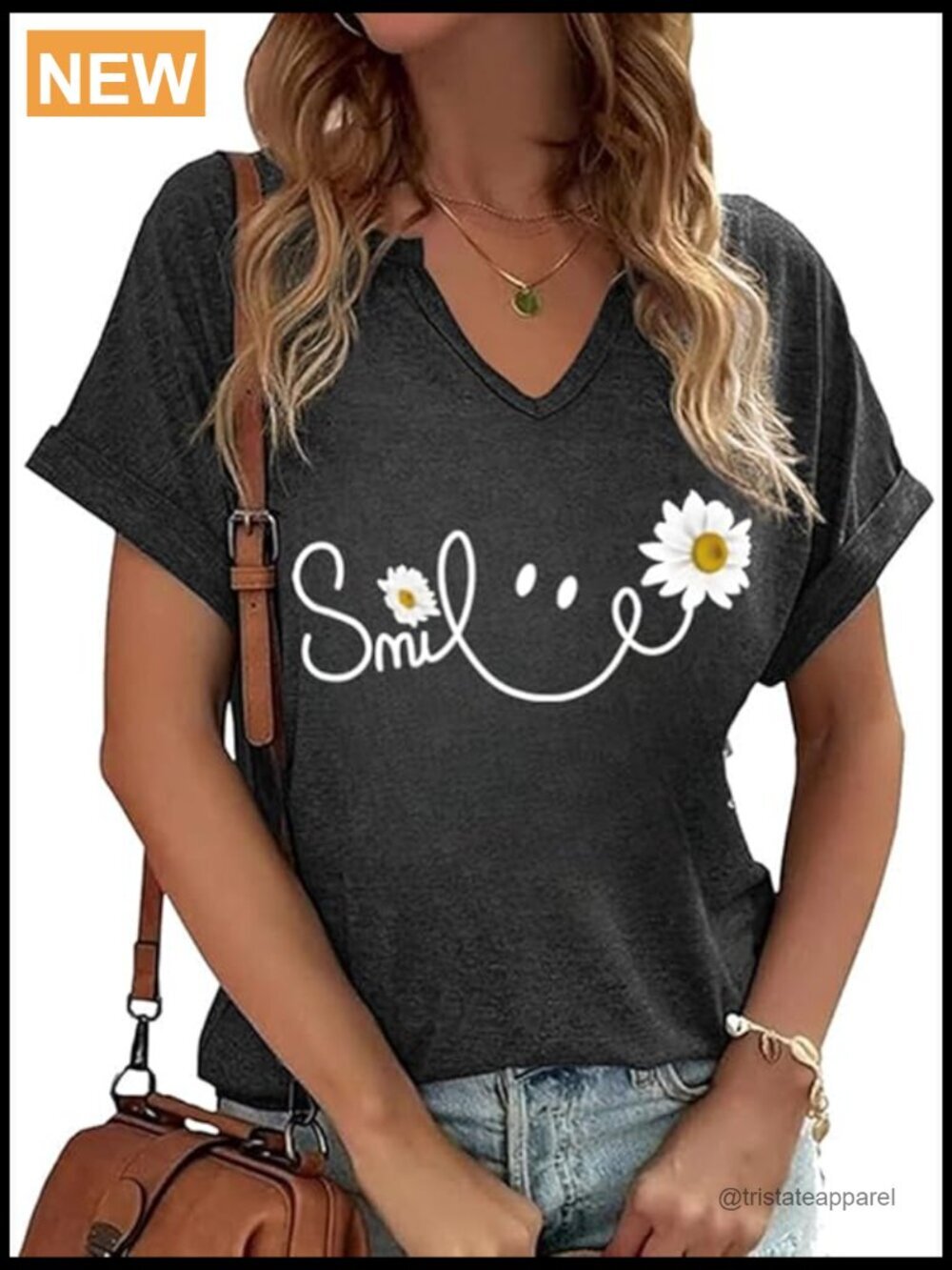 Vintage Boho Floral Wildflowers Graphic Tee Short Sleeve V-Neck